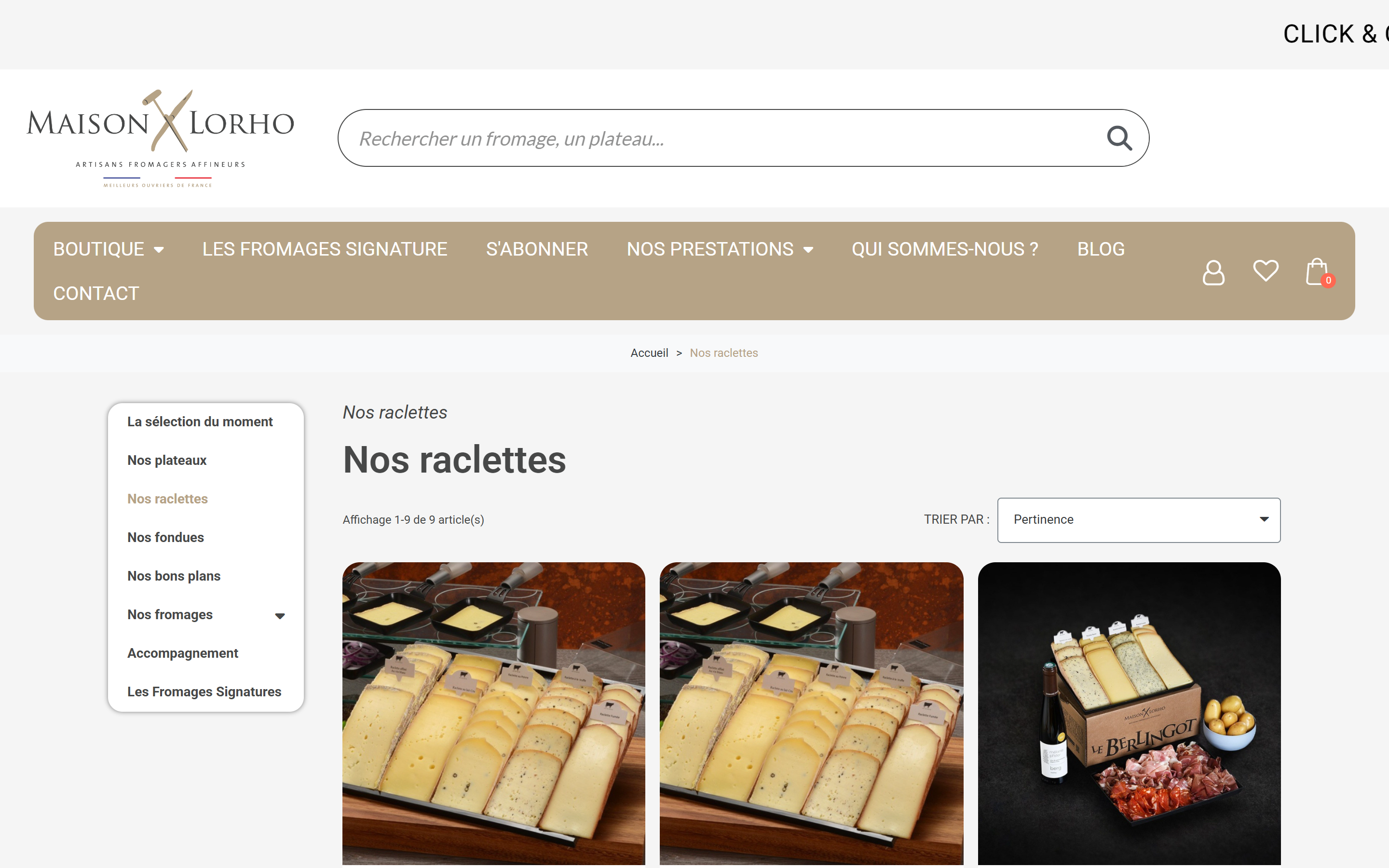 Catalogue e-commerce de fromages affinés Maison Lorho