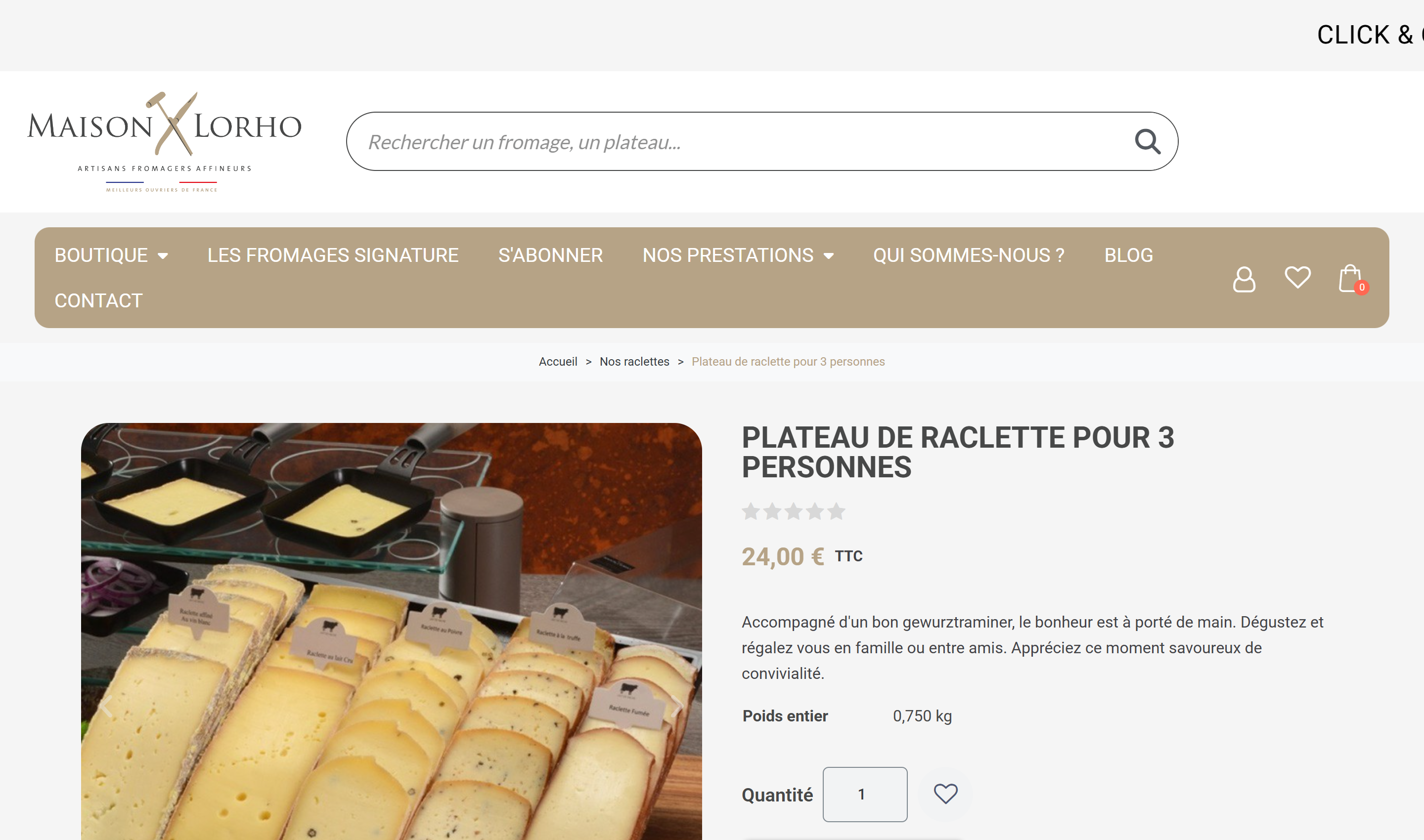 Fiche produit fromage avec contraintes de découpe et pesée Maison Lorho